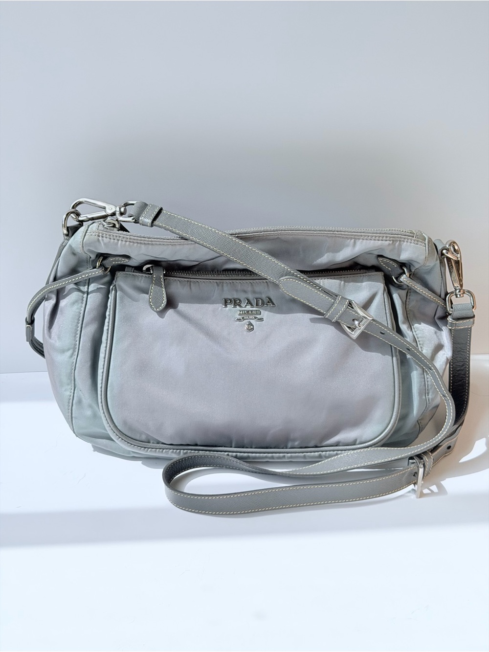Prada Tessuto Zip Top Nylon Crossbody Bag